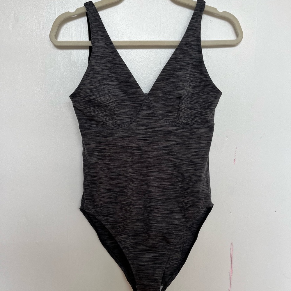 Outdoor Voices Black and Gray Activewear Bodysuit